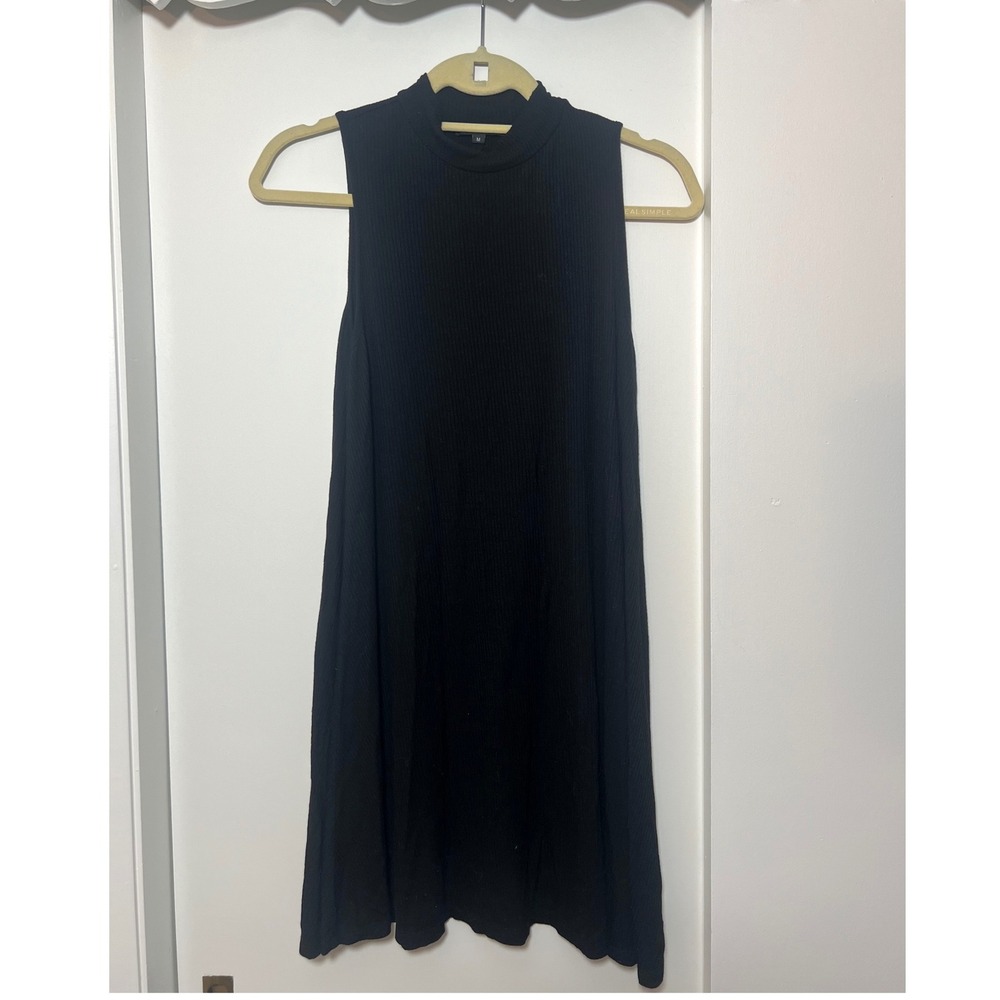 Ambiance‎ Womens Mock Neck Sleeveless Ribbed Swing Dress Black Size M